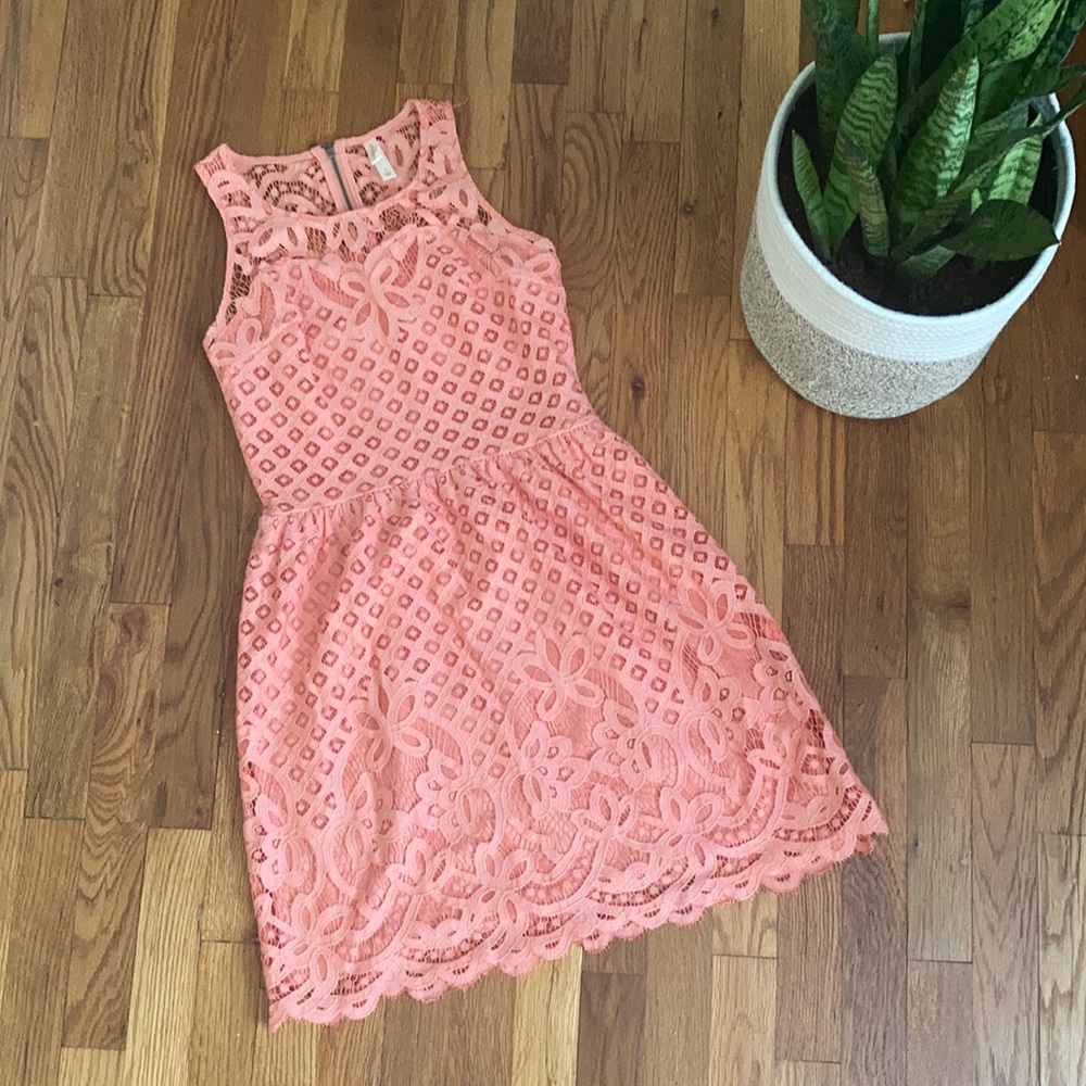 Xhilaration Pink Lace Sleeveless Short Dress